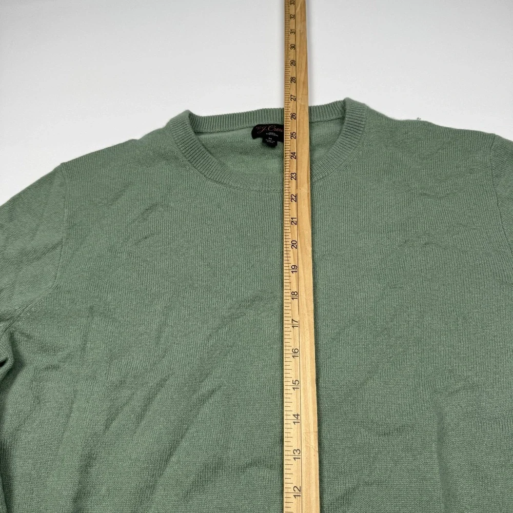 J Crew Sweater Mens Medium Green 100% Cashmere Crewneck Pullover Lightweight